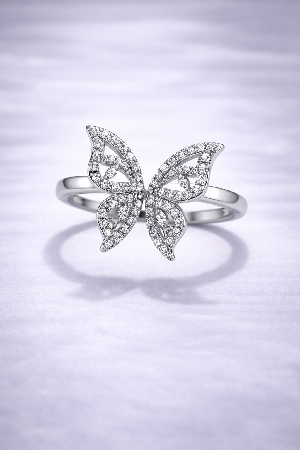Silver Butterfly Ring with Zirconia
