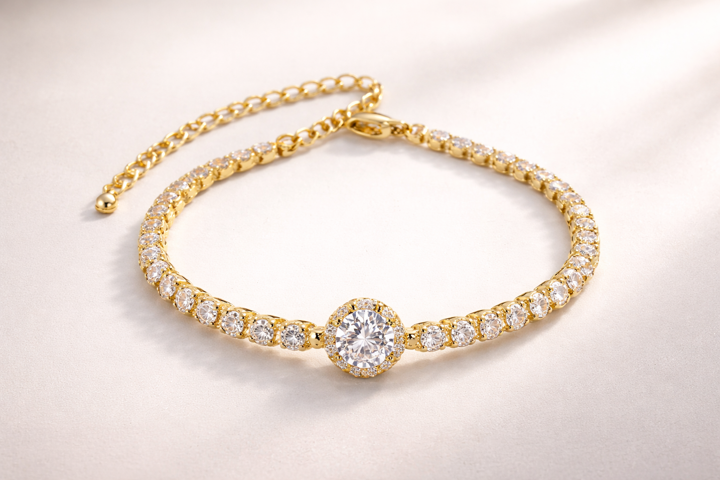 Tennis Bracelet With Center Solitaire Stone