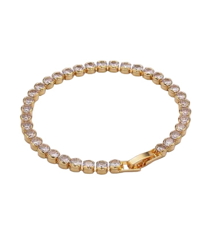 Pulsera de tenis chapada en oro de 24 quilates