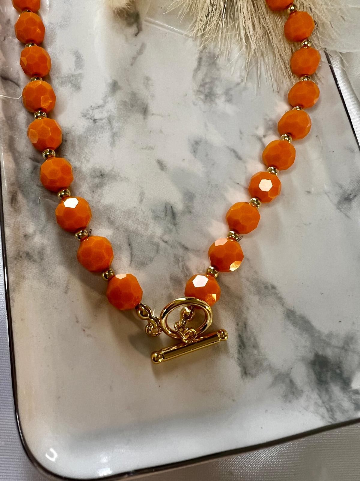 Orange Faceted Rondelle Necklace