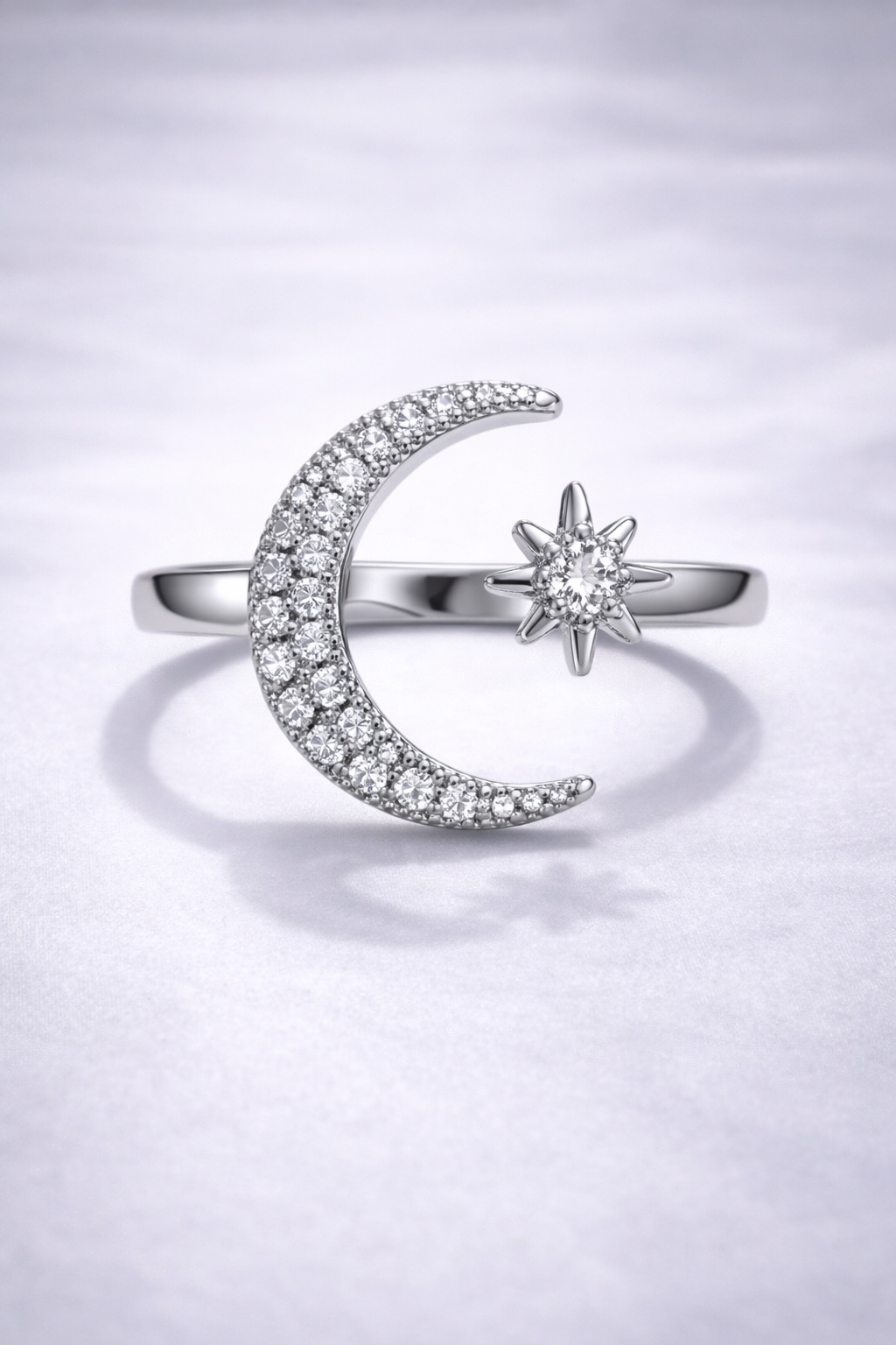 Moon Ring with Zirconia (Adjustable)