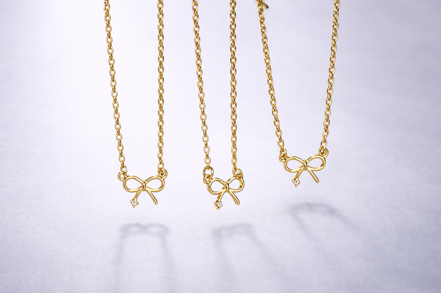 Dainty Necklace Bow Charm Peefext for Layering