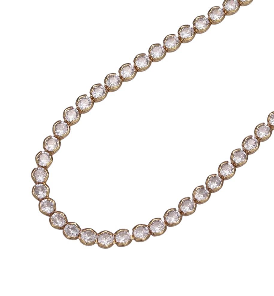 Round Cubic Zirconia Tennis Necklace 16"