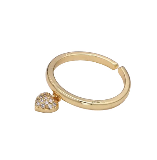 Anillo colgante de corazón de oro