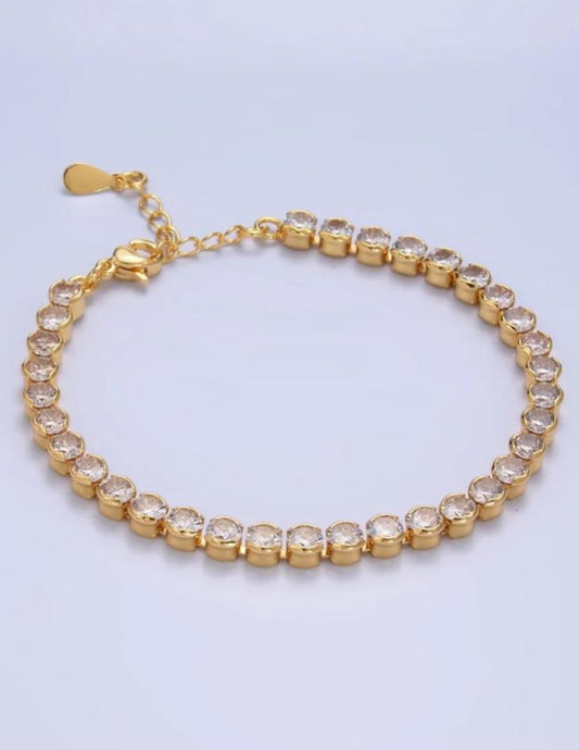 24 K Gold Filled, Round 7 Inch Tennis Bracelet