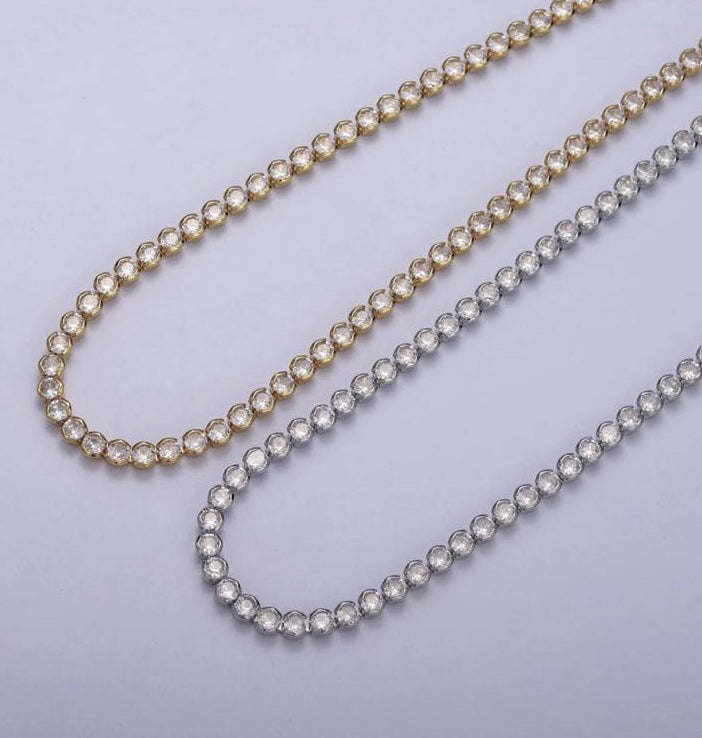 Round Cubic Zirconia Tennis Necklace 18"