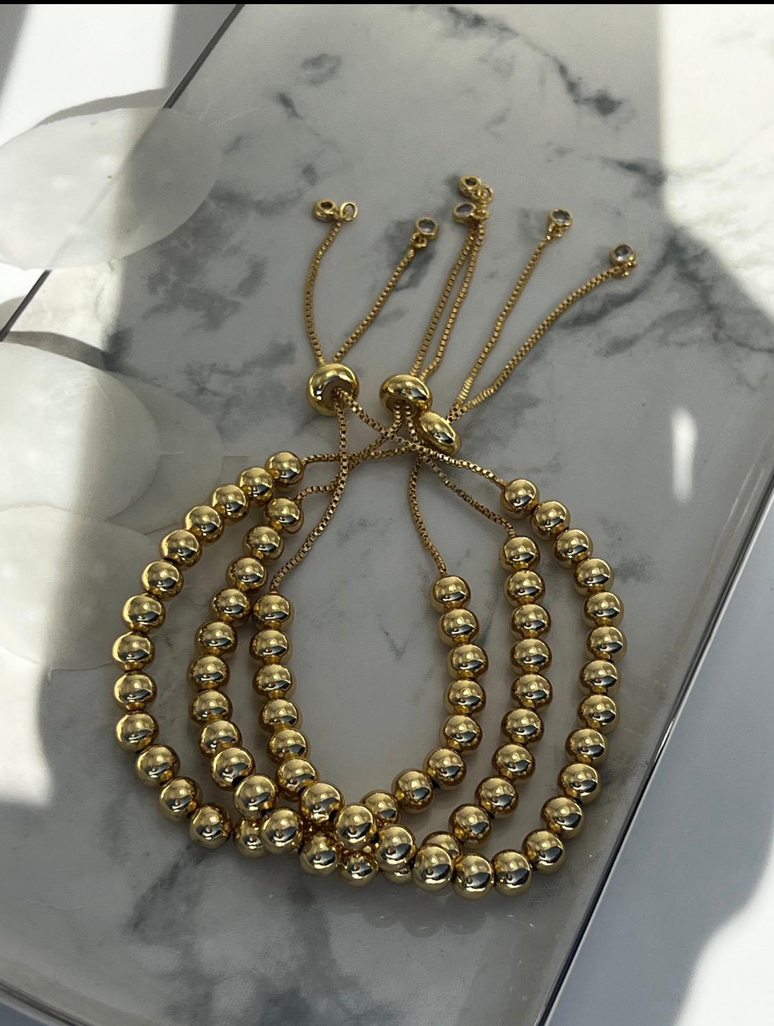 Gold ball adjustable bracelet